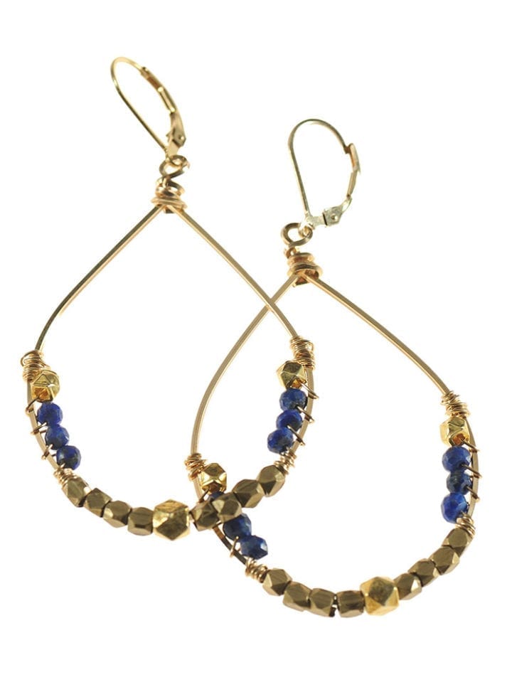 Lapis Tibetan Hoops