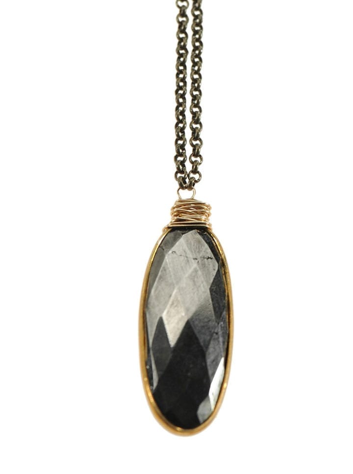 Pyrite Oval Y Necklace - Image 2