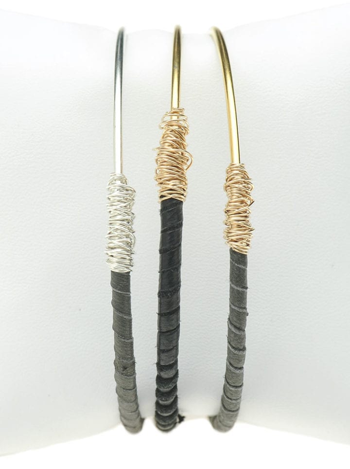 Leather Wrap Skinny Bangle