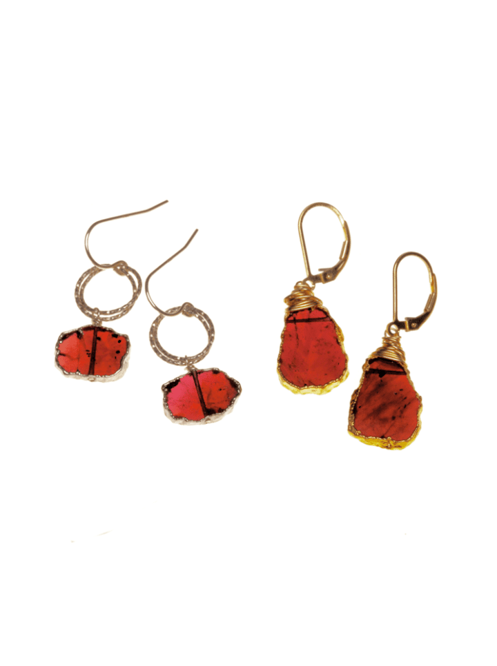 Garnet Slice Drop Earrings