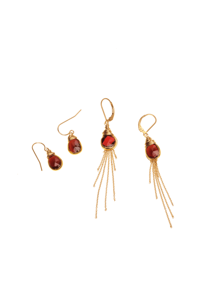 Garnet Tear Earrings
