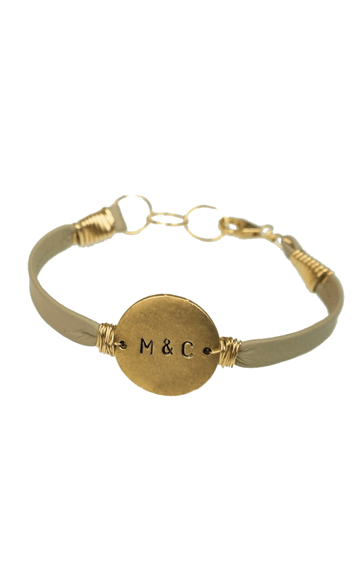 b.large monogram leather bracelet