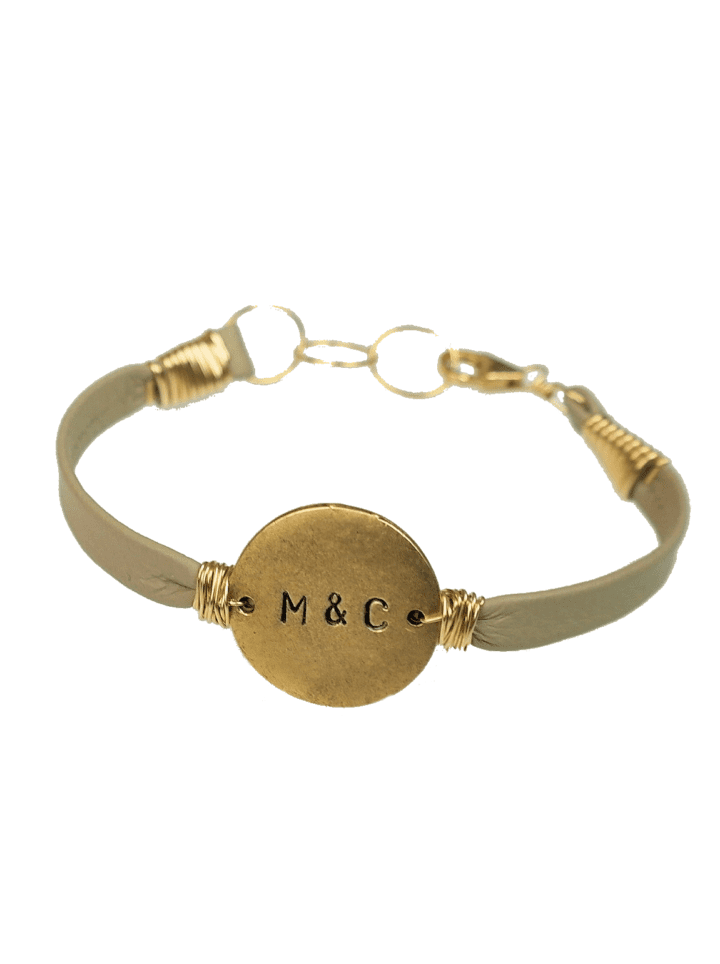 b.large monogram leather bracelet