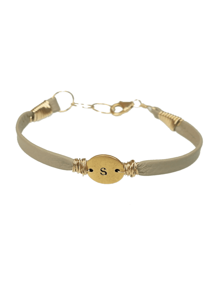 b.monogram thick leather bracelet