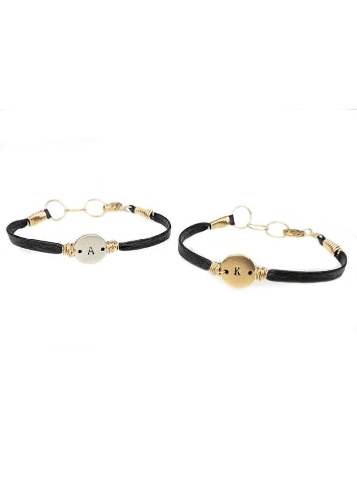 b.monogram thin leather bracelet
