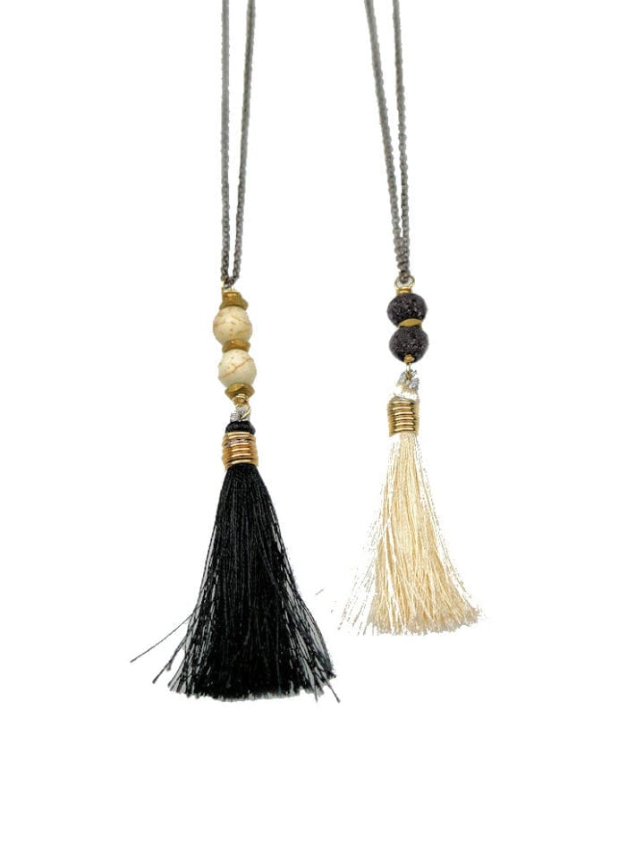 Black Sand Silk Tassel Necklace