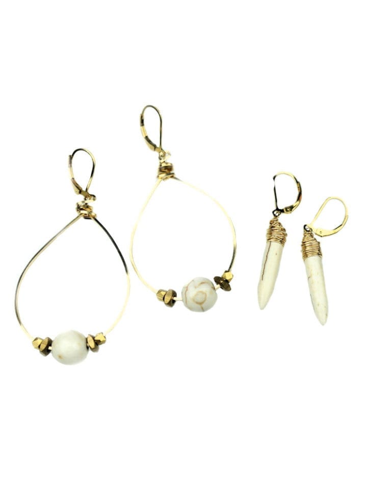 White Howlite Earrings