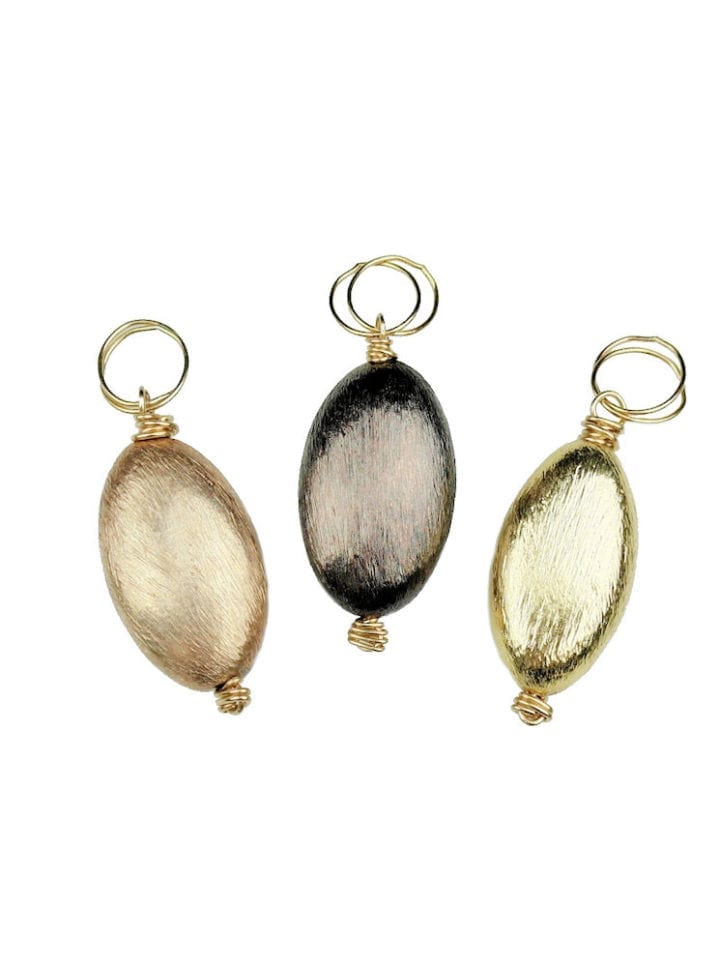 Brushed Oval Metal Bead Charms