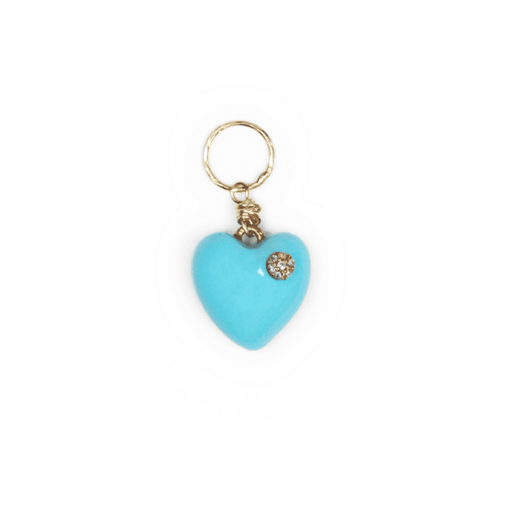 Turquoise & Diamond Puff Heart | Bloom Jewelry Charm Made in USA