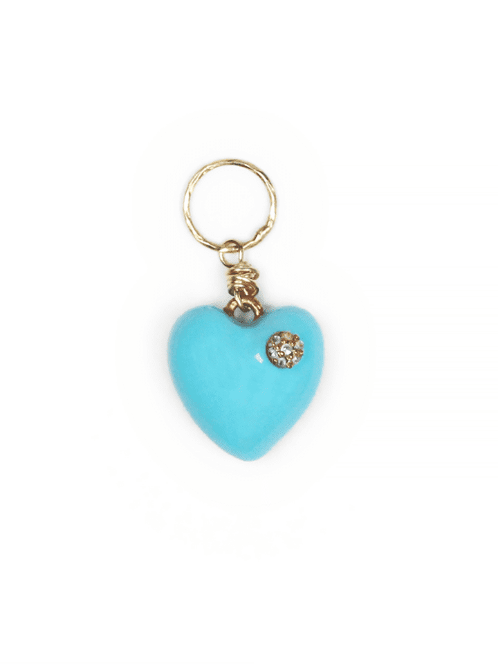 Turquoise & Diamond Puff Heart | Bloom Jewelry Charm Made in USA