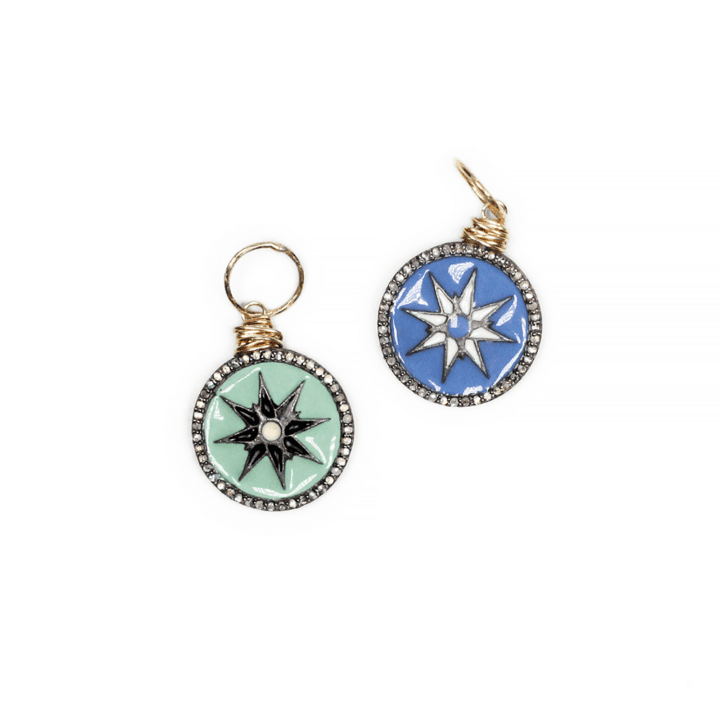 eriwinkle Turquoise Pave Diamond Compass Star Charm | Handcrafted Bloom Jewelry