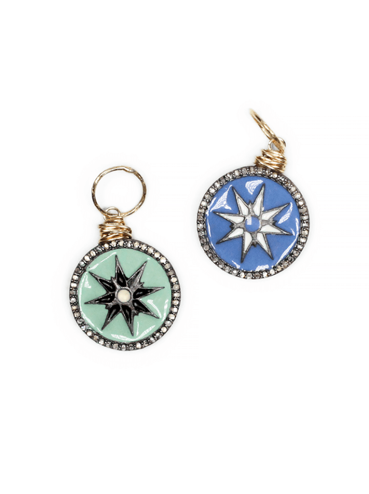 eriwinkle Turquoise Pave Diamond Compass Star Charm | Handcrafted Bloom Jewelry