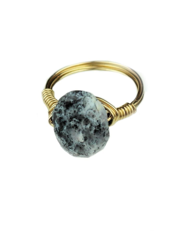 Dendrite Opal Wrapped Ring
