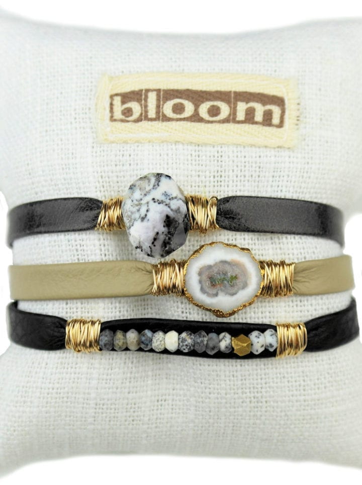 Black Sand Collection Leather Wrapped Bracelets