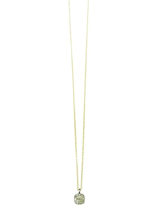 square pave diamond delicate necklace