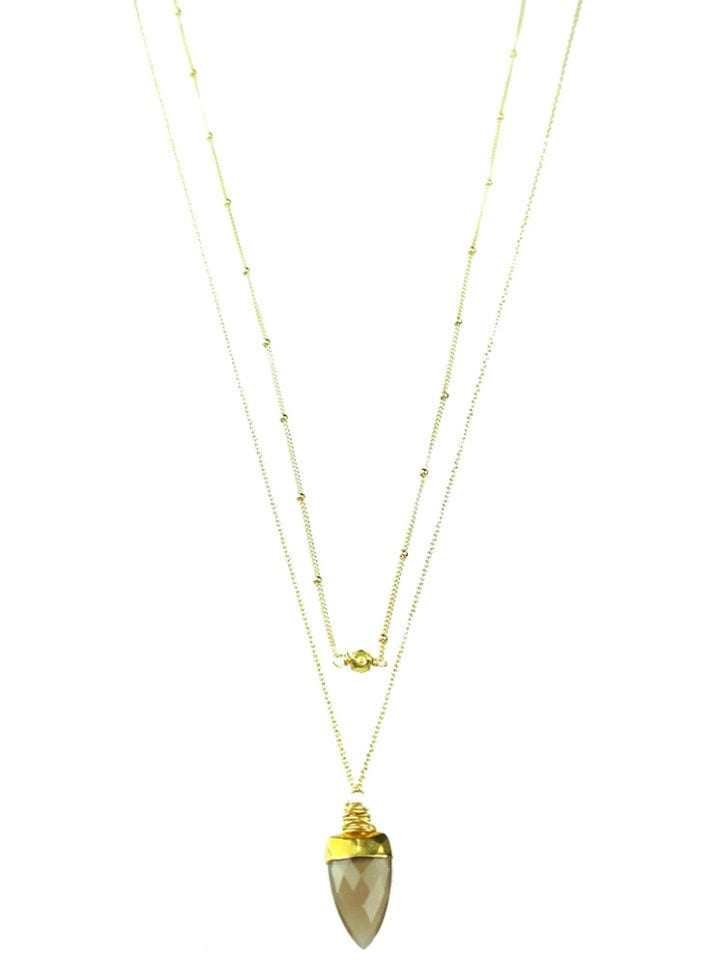 Rose Taupe Spear Delicate Multi Strand Necklace