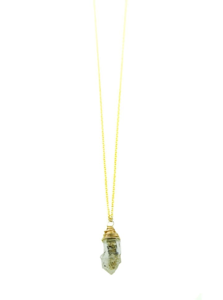 Herkimer Diamond Quartz Delicate Drop Necklace