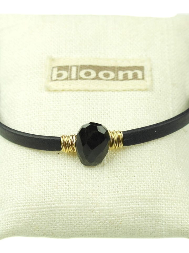 Hypersthene Leather Magnetic Clasp Bracelet