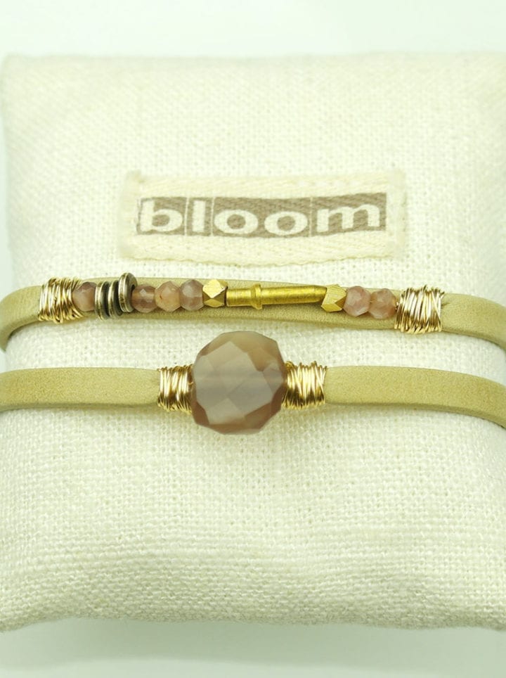 Rose Taupe Magnetic Clasp Leather Bracelets