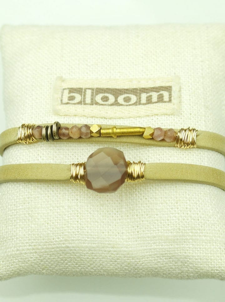 Rose Taupe Magnetic Clasp Leather Bracelets