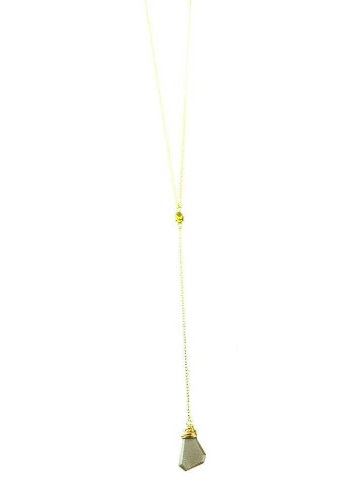 Rose Taupe Unusual Cut Long Y Necklace