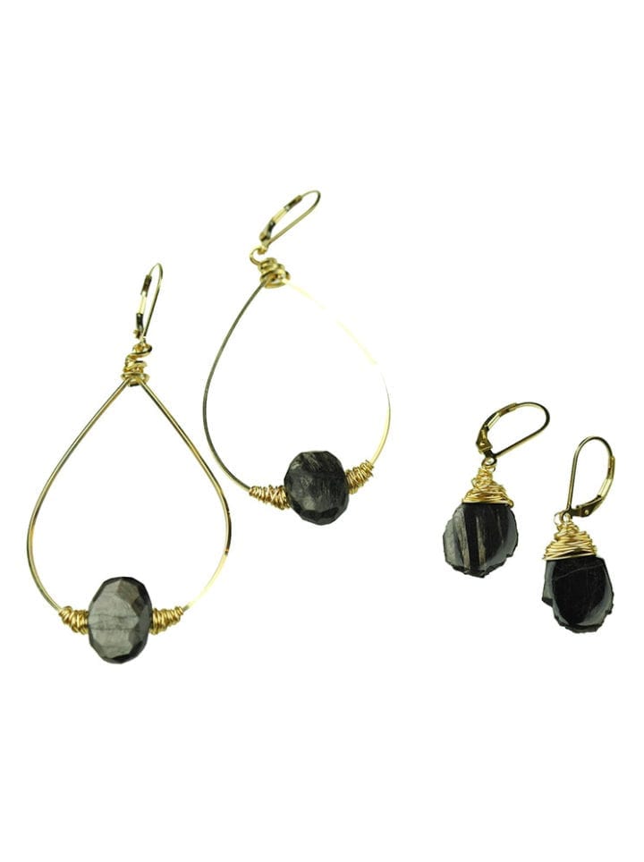 Hypersthene Hoop & Slice Earrings