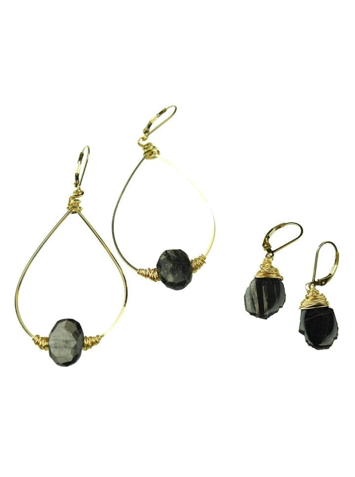 Hypersthene Hoop & Slice Earrings