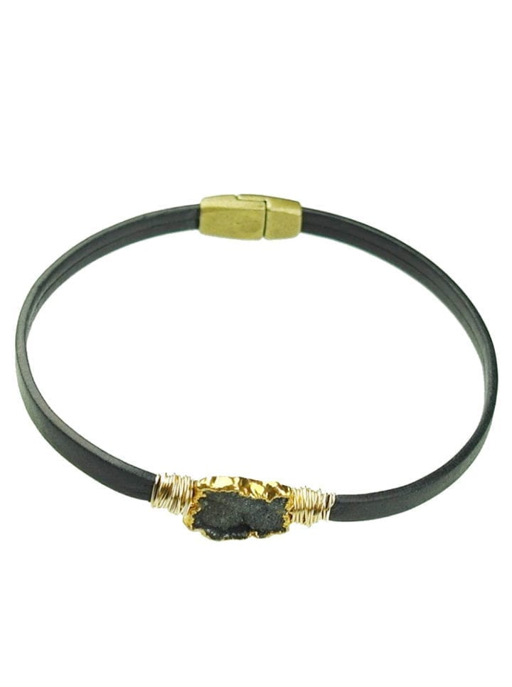 Hypersthene Leather Magnetic Clasp Bracelet - Image 2