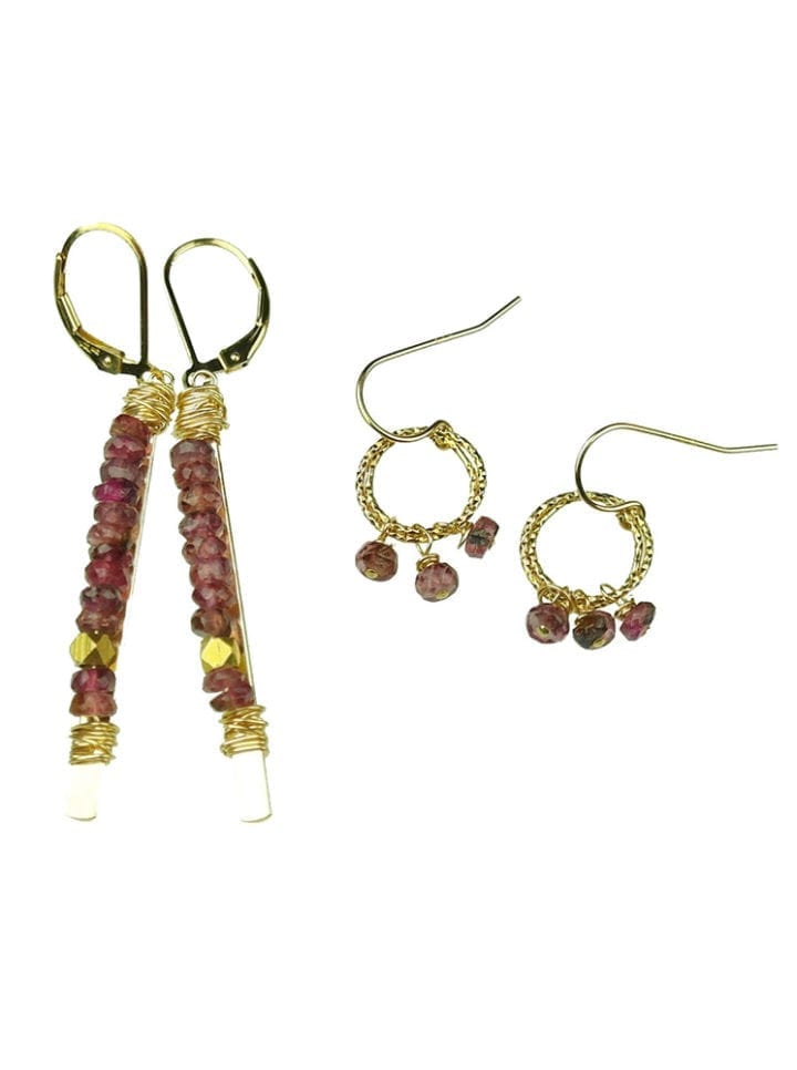 Rose Taupe Tourmaline Rondelle Earrings