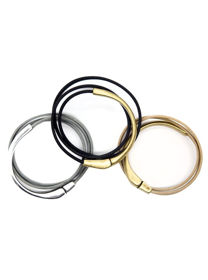 Triple Wrap Leather Cuff Bracelet - Image 2