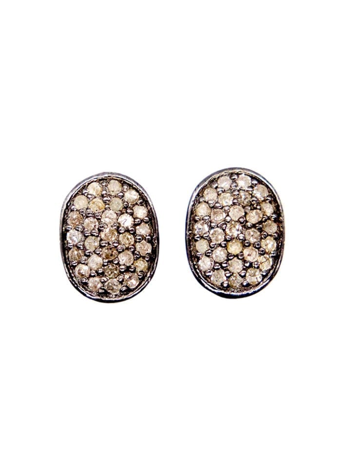 Pave Diamond Oval Studs