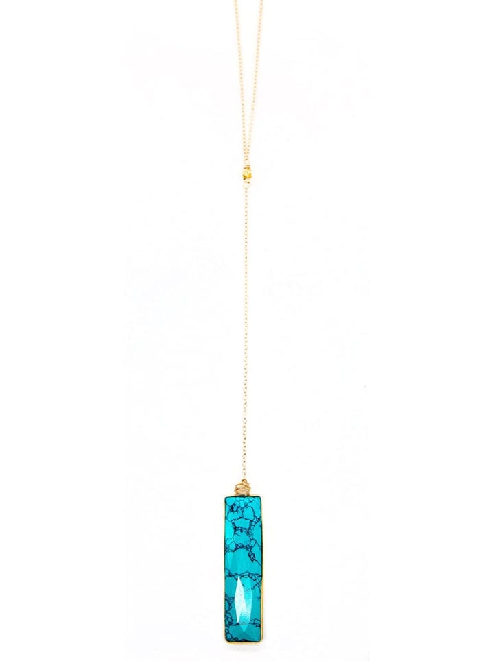Coastal Edged Rectanlge Y Long Necklace