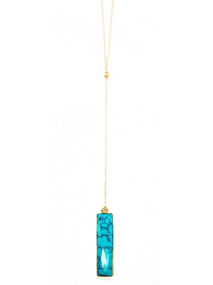 Coastal Edged Rectanlge Y Long Necklace