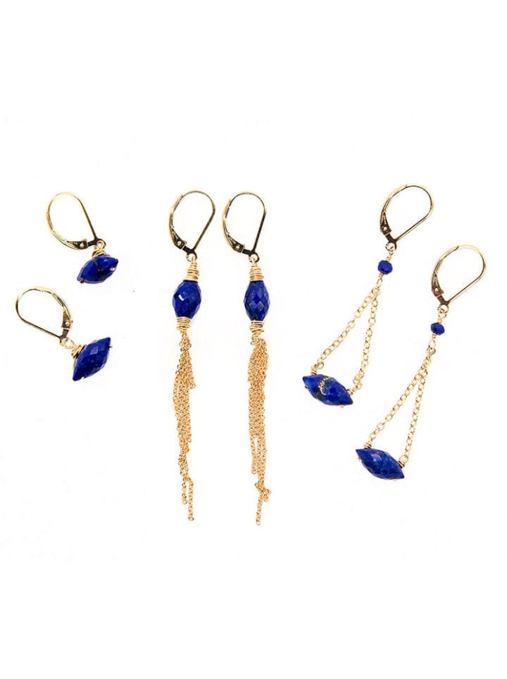 Lapis Football Earrings