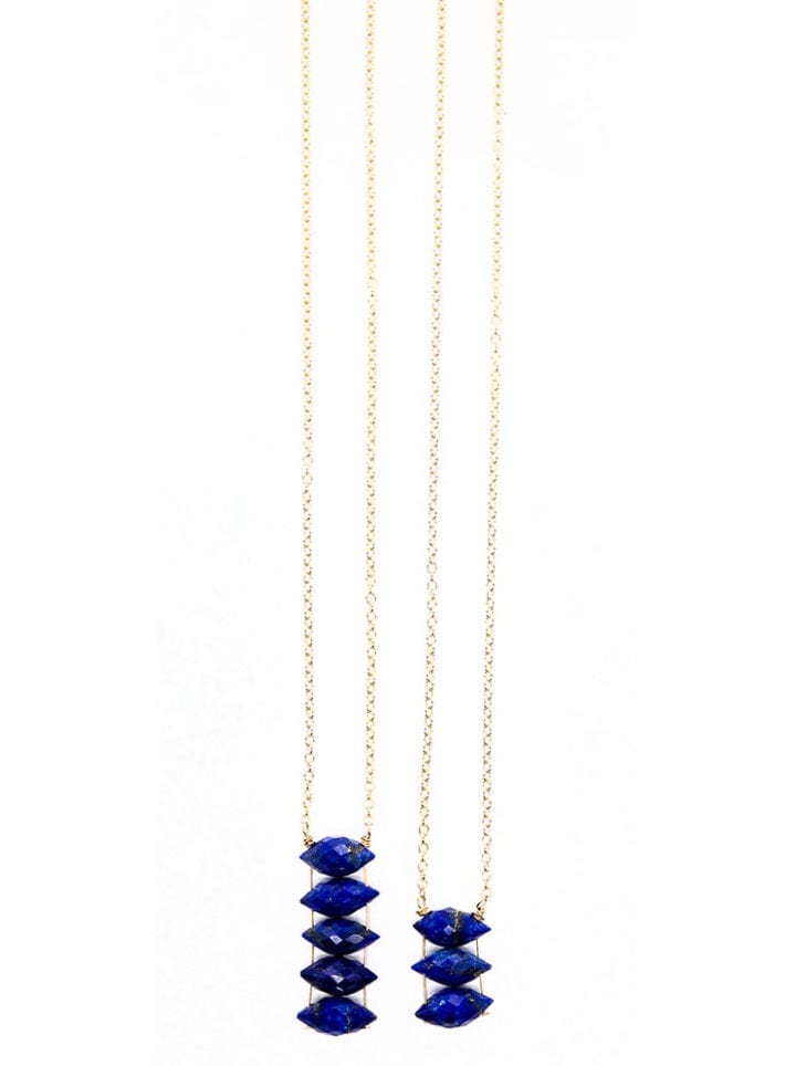 Stacked Football Lapis Necklaces