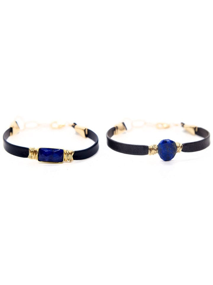 Lapis Cast Away Leather Wrapped Bracelets