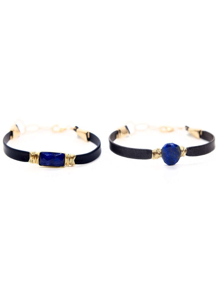 Lapis Cast Away Leather Wrapped Bracelets