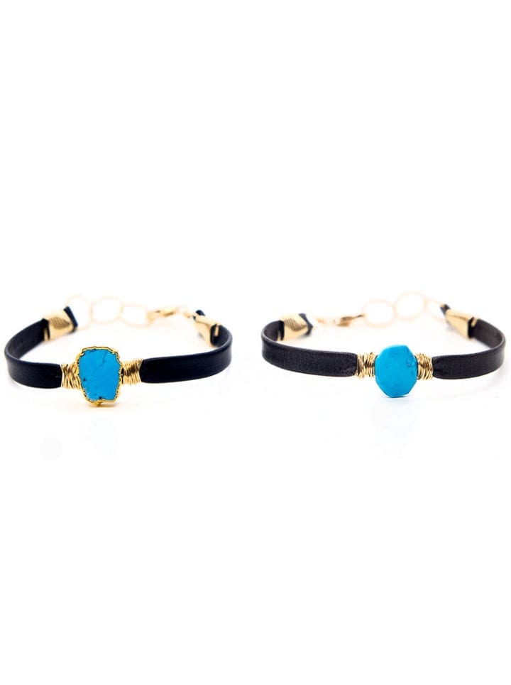 Turquoise Cast Away Leather Wrapped Bracelets