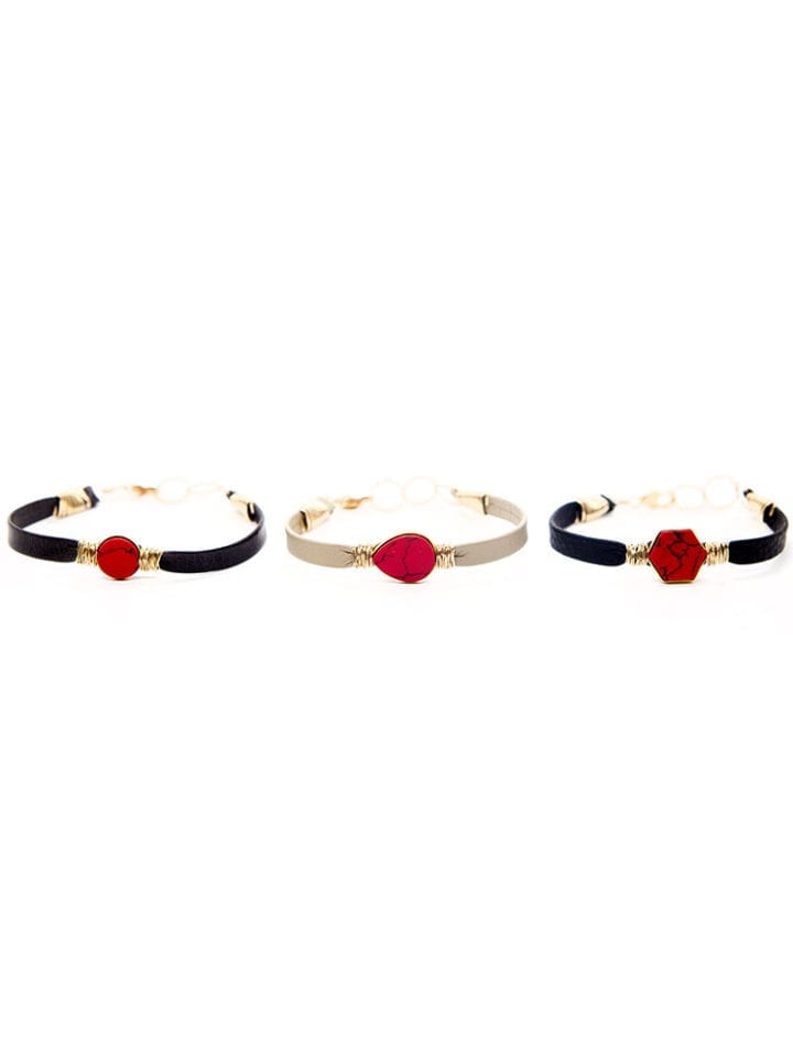 Coral Reef Leather Wrapped Bracelet