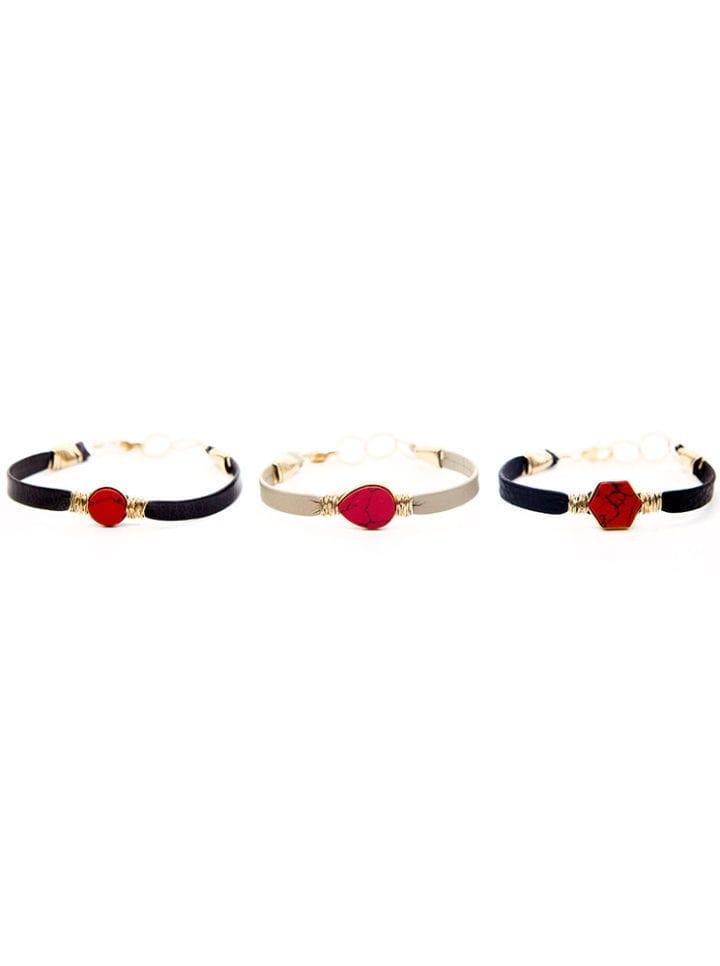 Coral Reef Leather Wrapped Bracelet