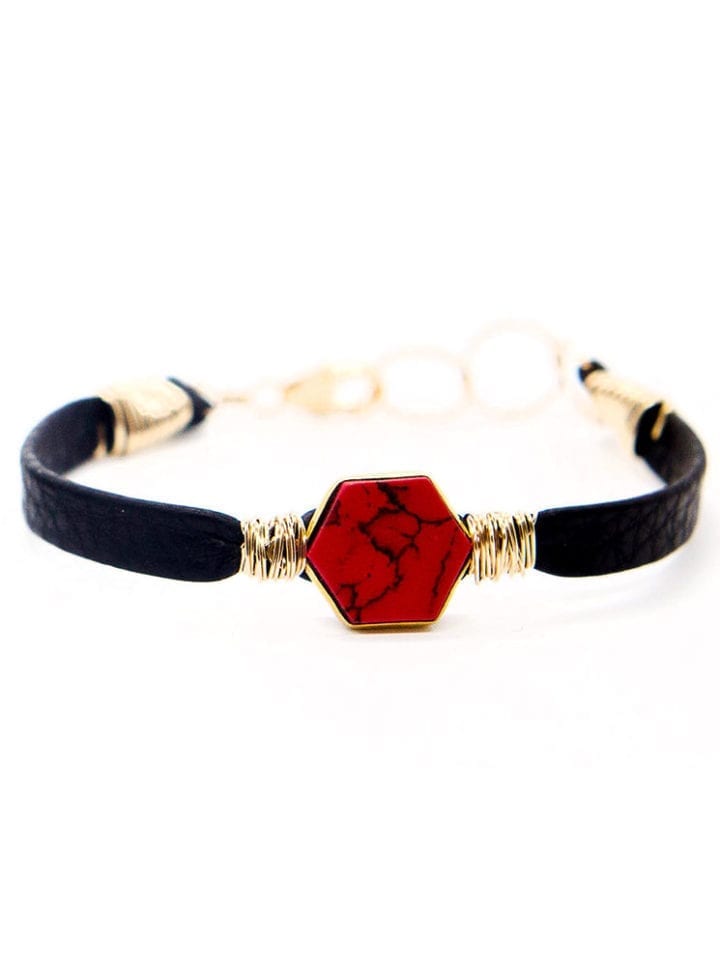 Coral Reef Leather Wrapped Bracelet - Image 4