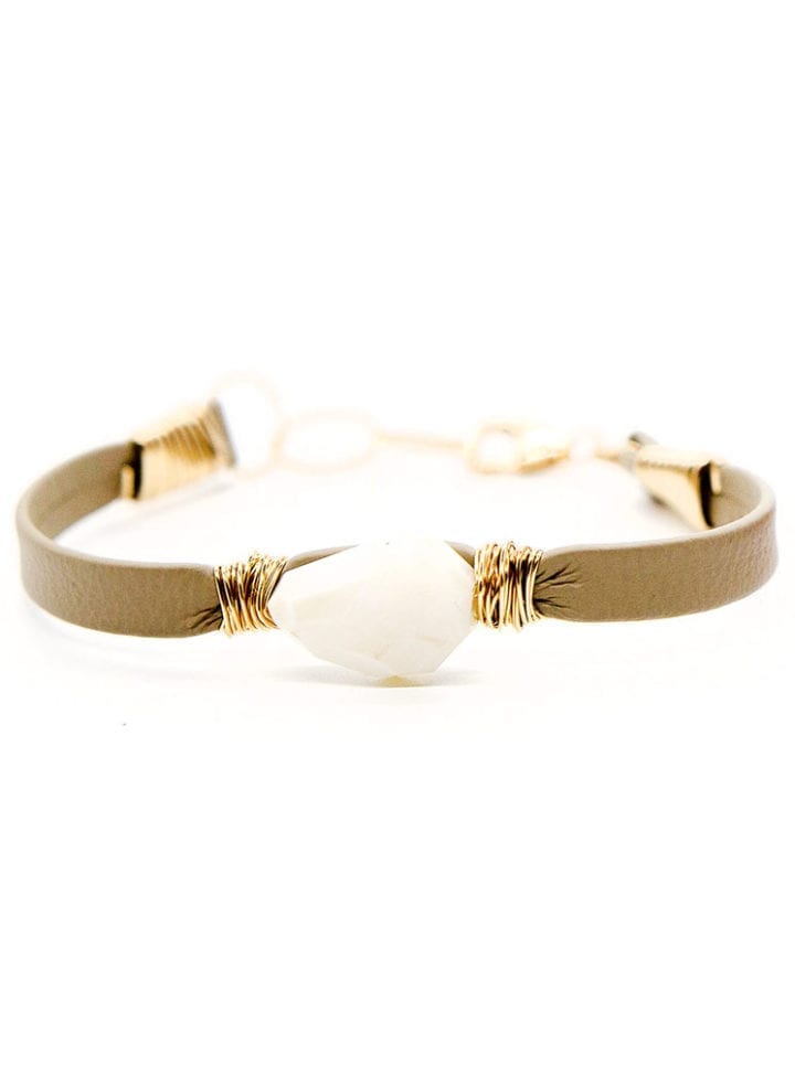 Coral Reef White Opal Leather Wrapped Bracelets - Image 3