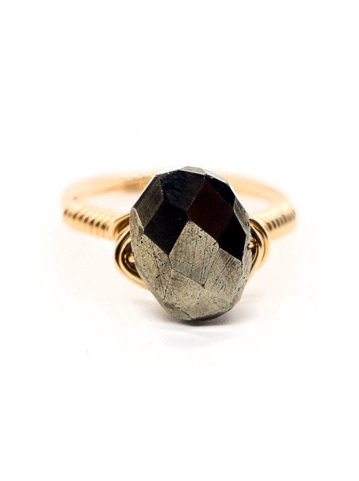 Pyrite Oval Wrapped Ring