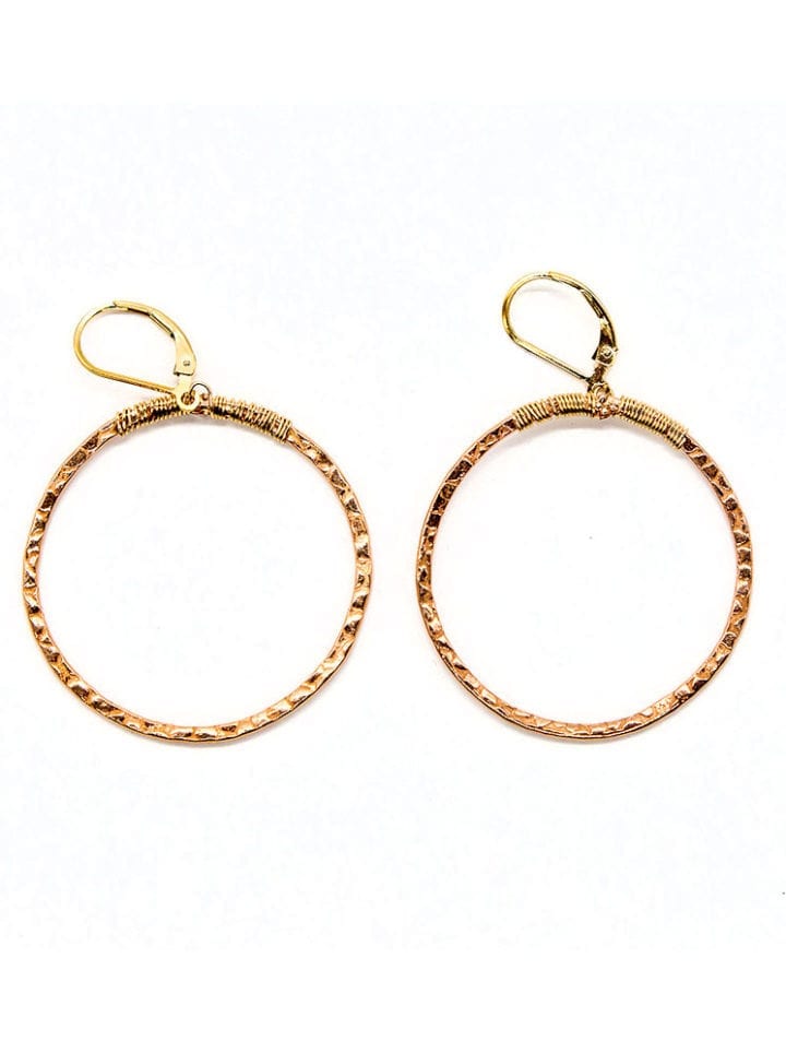 Rose Gold Hammered Hoops