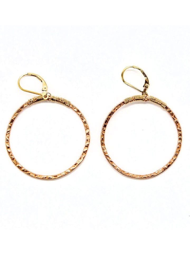 Rose Gold Hammered Hoops