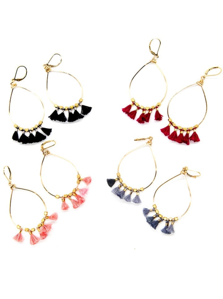 Mini Tassel Large Hoop Earrings
