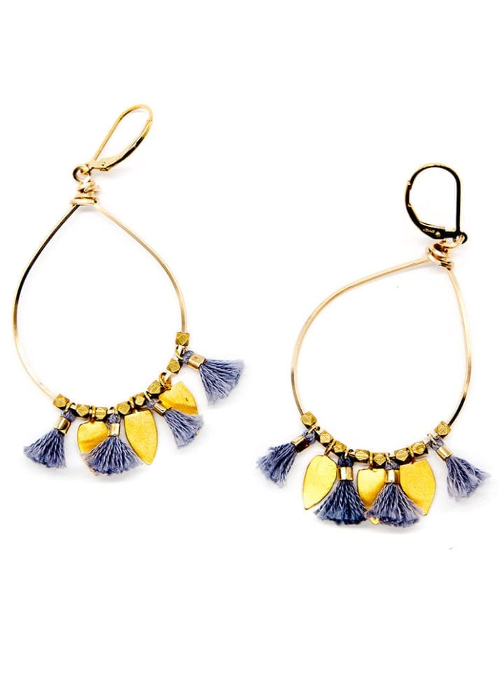Crest Mini Tassel Large Hoops
