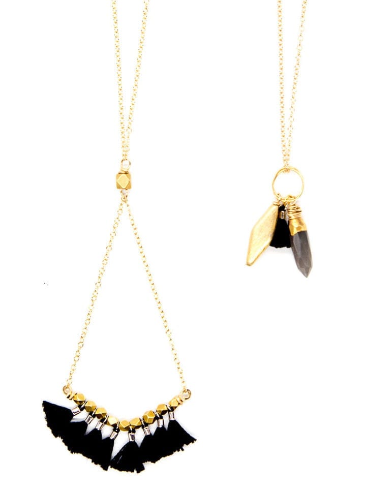 Mini Tassel Statement Necklace & Jr LB Charm Necklace