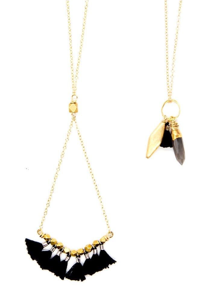 Mini Tassel Statement Necklace & Jr LB Charm Necklace