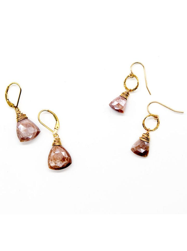 Eclipse Collection Australian Moonstone Triangle Drop Earrings